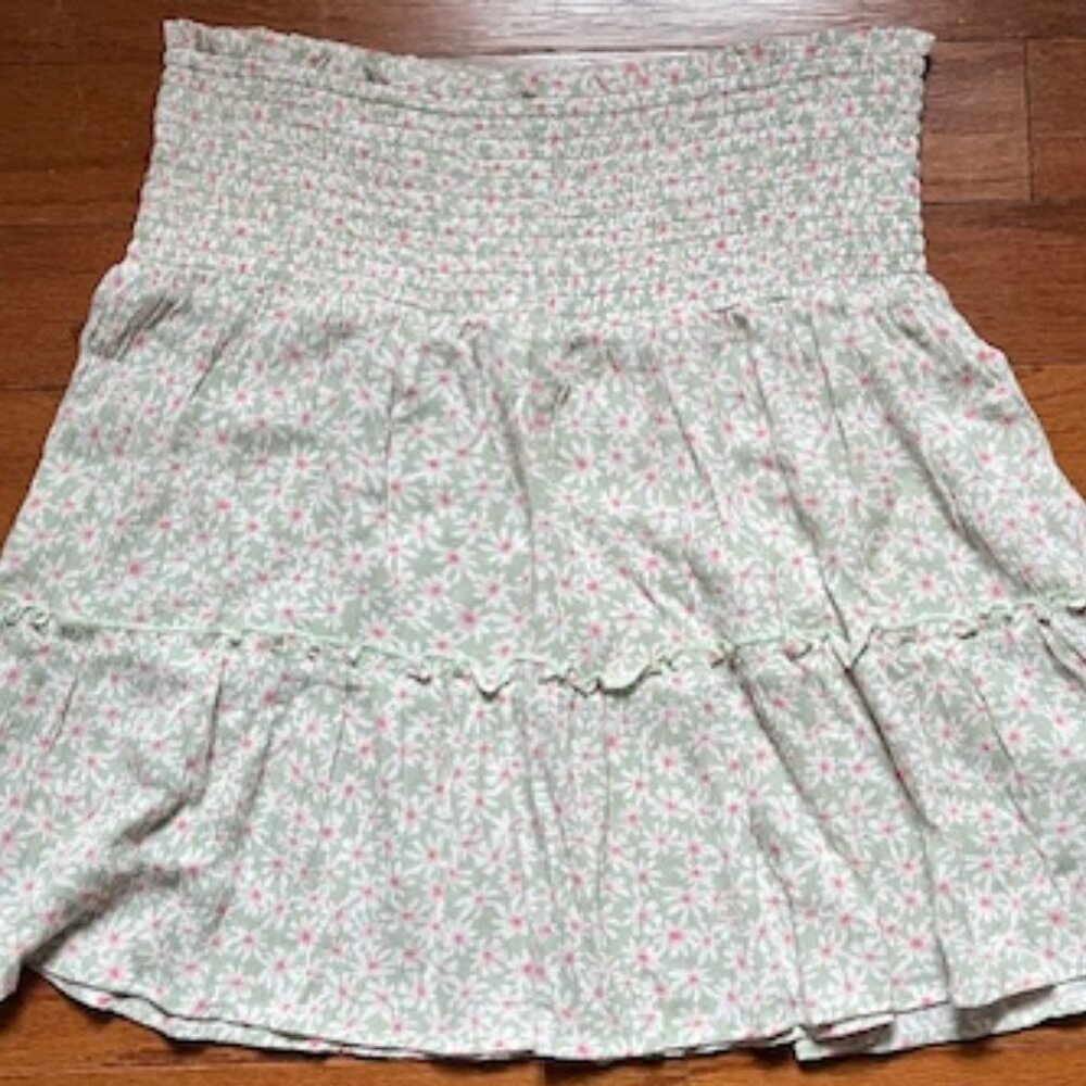 Hippie Rose Daisy Print Ruffle Skirt